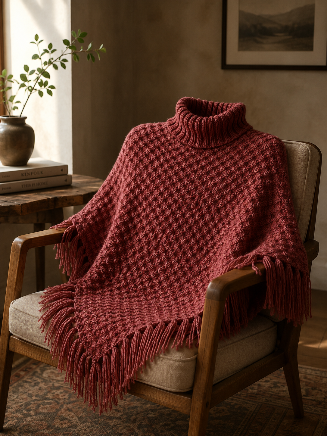 Poncho artesanal de lana