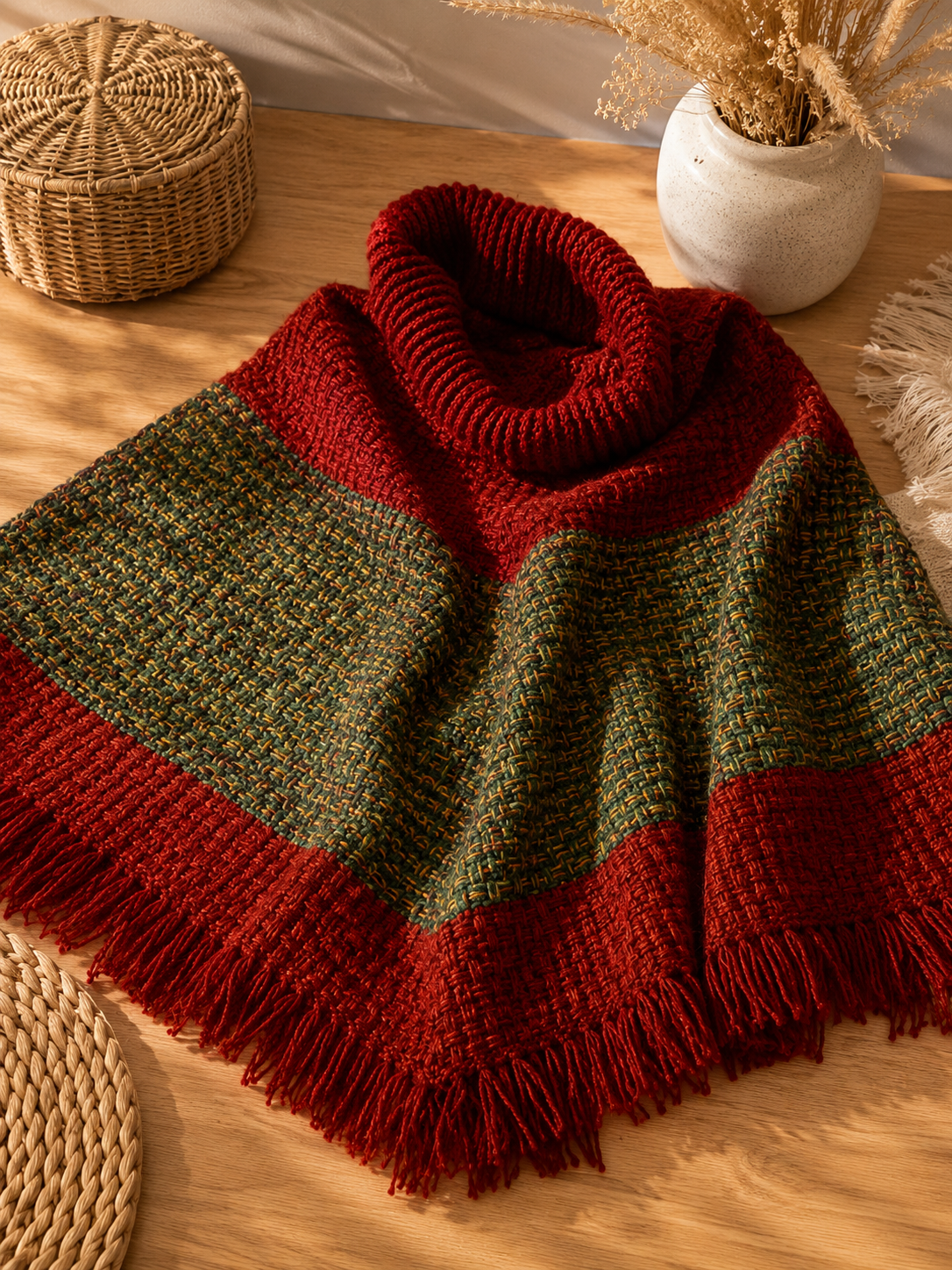 Poncho artesanal de lana